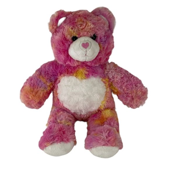 Build A Bear Endless Hugs Teddy Bear 17" Plush Heart Nose Pink Tie Dye Retired - Picture 1 of 7